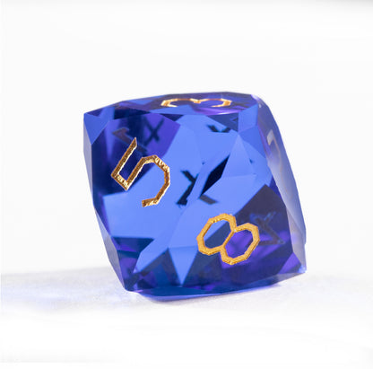 Royal Blue Crystal Diamond-Cut 7-Piece Dice Set
