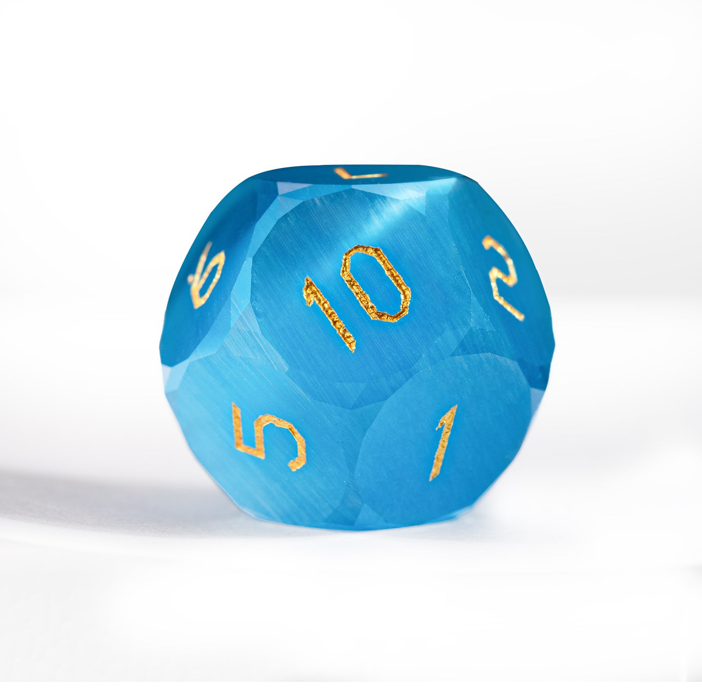 Ocean Blue Cat’s Eye Crystal Diamond-Cut 7-Piece Dice Set