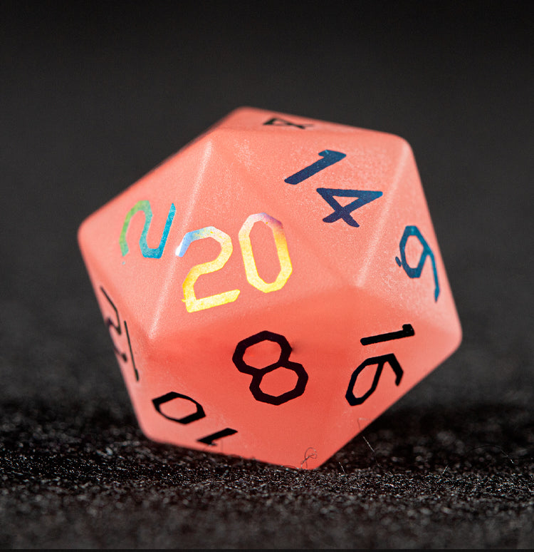 Watermelon Red Glass Plated 7-Piece Polyhedral Dice Set