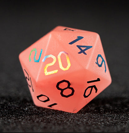 Watermelon Red Glass Plated 7-Piece Polyhedral Dice Set