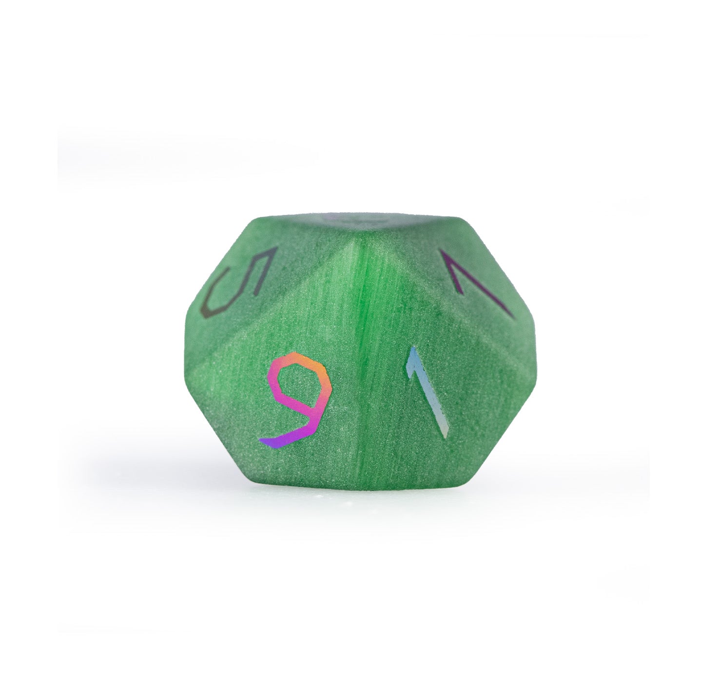 Emerald Cat’s Eye Plated 7-Piece Polyhedral Dice Set