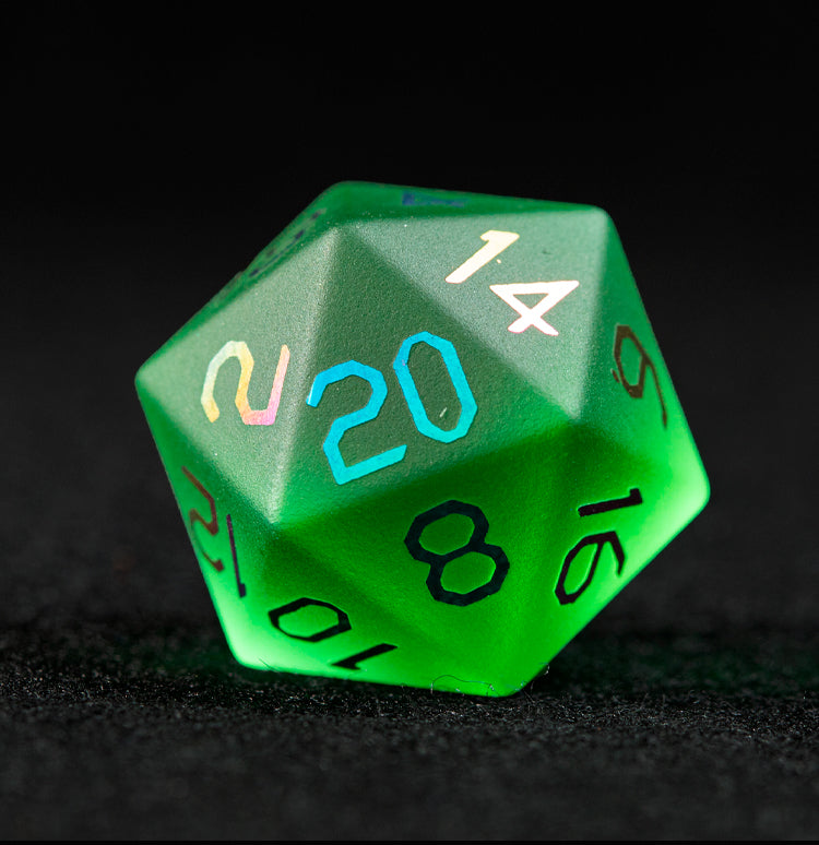 Emerald Green Plated Glass 7-Piece Polyhedral Dice Set