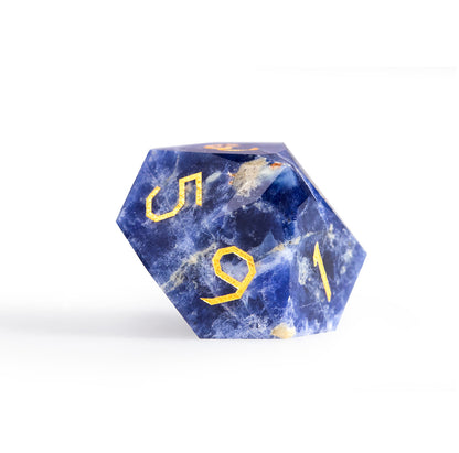 Blue Vein Stone Diamond-Cut 7-Piece Dice Set