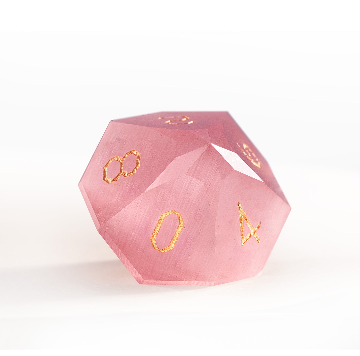 Pink Cat’s Eye Crystal Diamond-Cut 7-Piece Dice Set