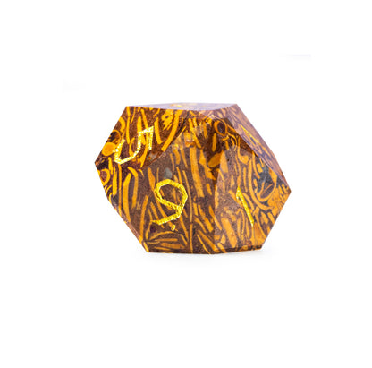 Golden Silk Jade Diamond-Cut 7-Piece Dice Set