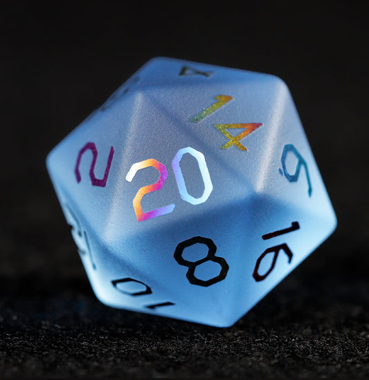 Sky Blue Glass Plated 7-Piece Polyhedral Dice Set