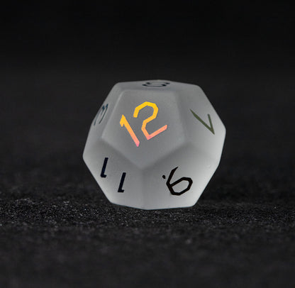 Opaline Plated Glass 7-Piece Polyhedral Dice Set