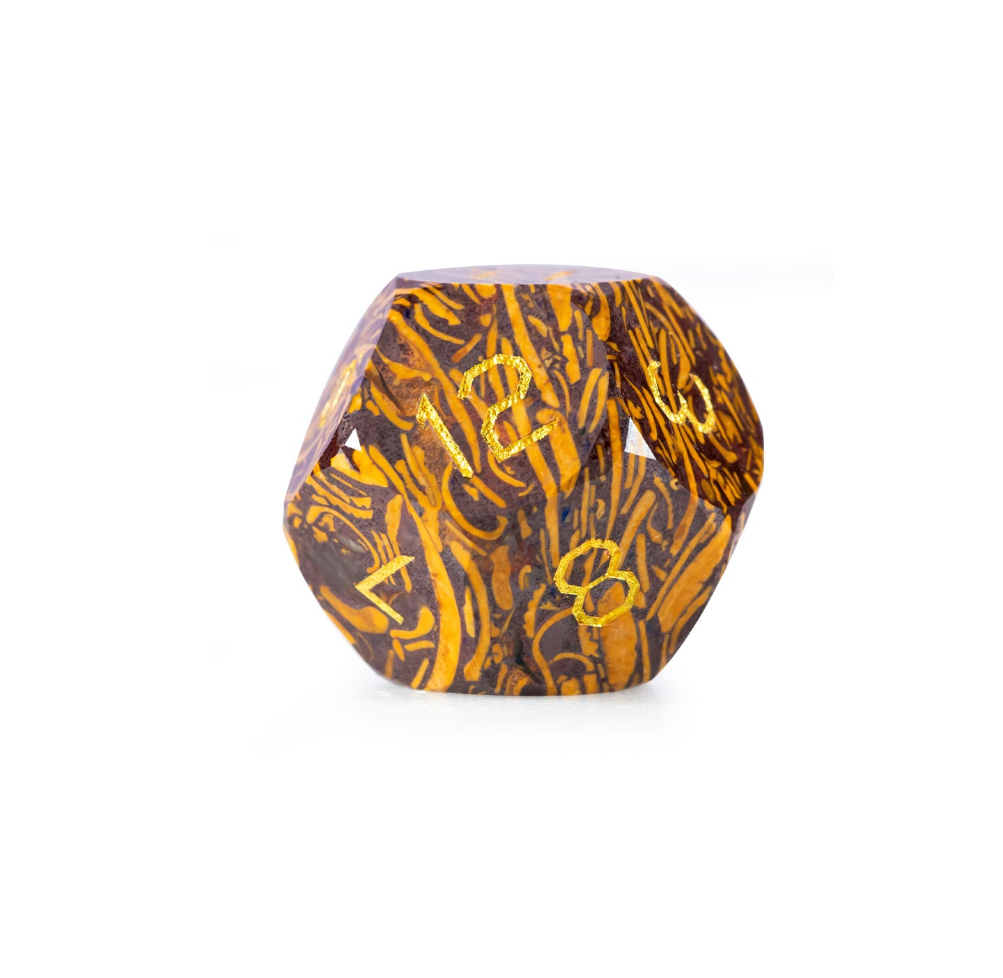 Golden Silk Jade Diamond-Cut 7-Piece Dice Set