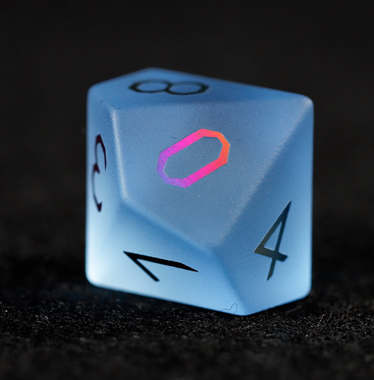 Sky Blue Glass Plated 7-Piece Polyhedral Dice Set