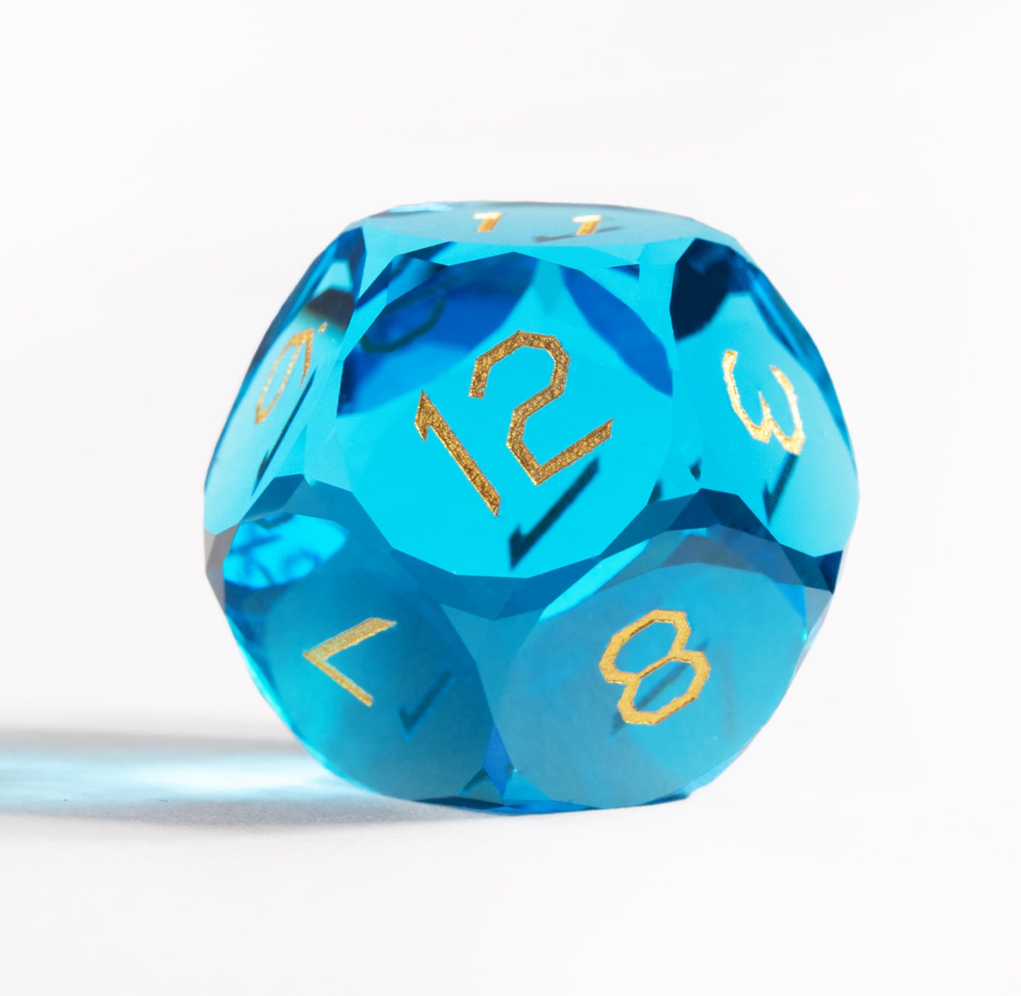 Sea Blue Crystal Diamond-Cut 7-Piece Dice Set