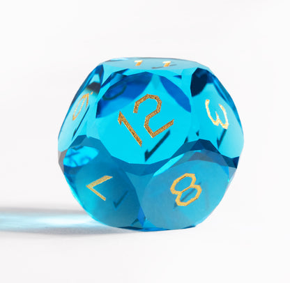 Sea Blue Crystal Diamond-Cut 7-Piece Dice Set