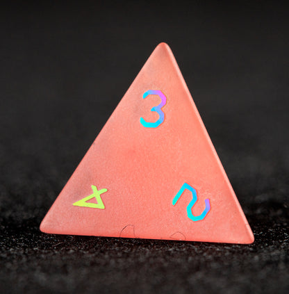 Watermelon Red Glass Plated 7-Piece Polyhedral Dice Set