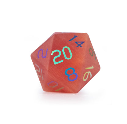 Crimson Cat’s Eye Plated 7-Piece Polyhedral Dice Set