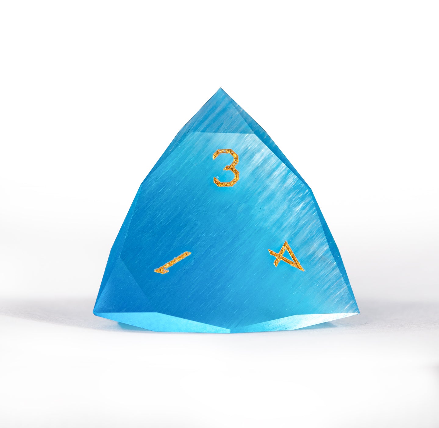 Ocean Blue Cat’s Eye Crystal Diamond-Cut 7-Piece Dice Set