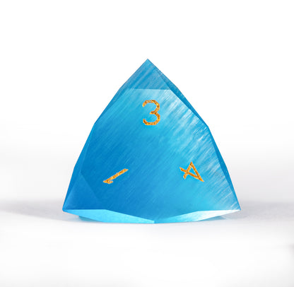 Ocean Blue Cat’s Eye Crystal Diamond-Cut 7-Piece Dice Set