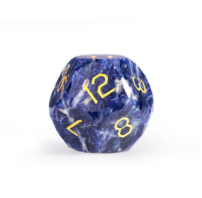 Blue Vein Stone Diamond-Cut 7-Piece Dice Set