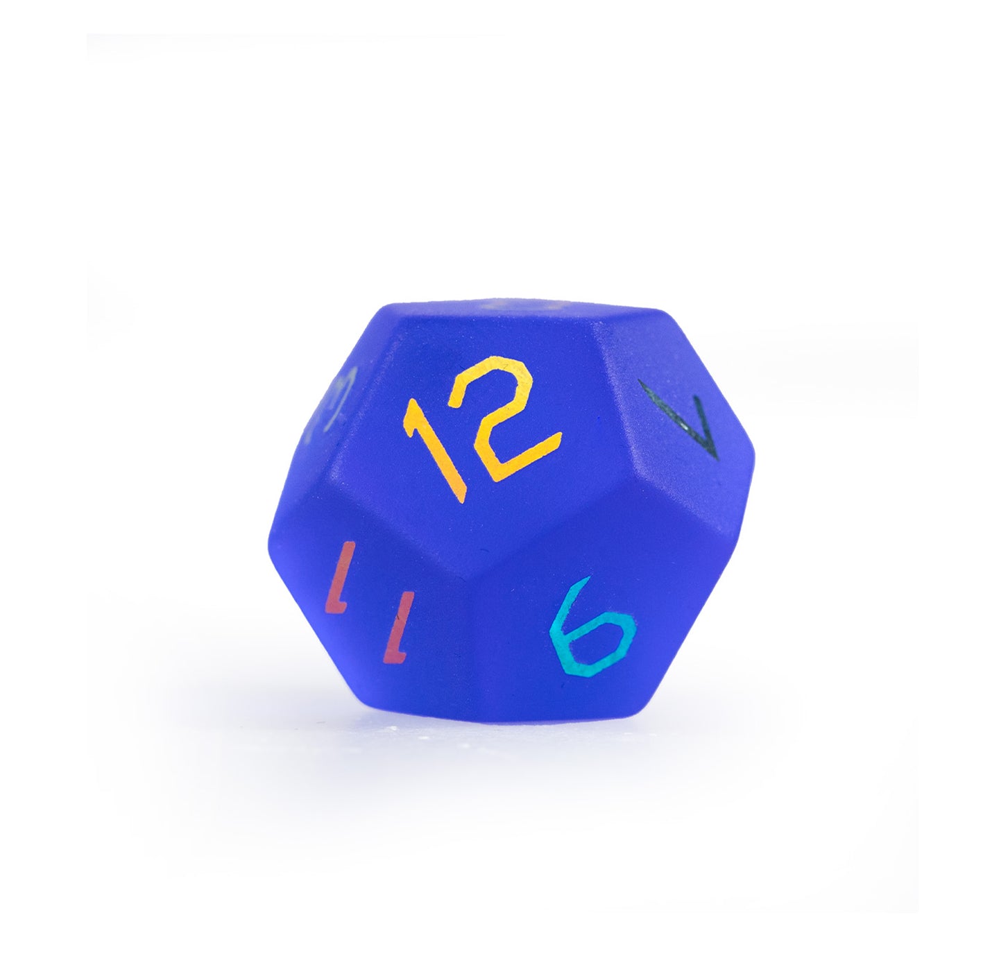 Royal Blue Plated Glass 7-Piece Polyhedral Dice Set