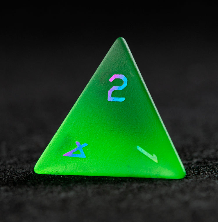 Emerald Green Plated Glass 7-Piece Polyhedral Dice Set