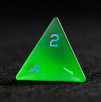 Emerald Green Plated Glass 7-Piece Polyhedral Dice Set