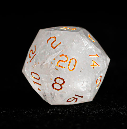 White Glaze Diamond-Cut 7-Piece Dice Set