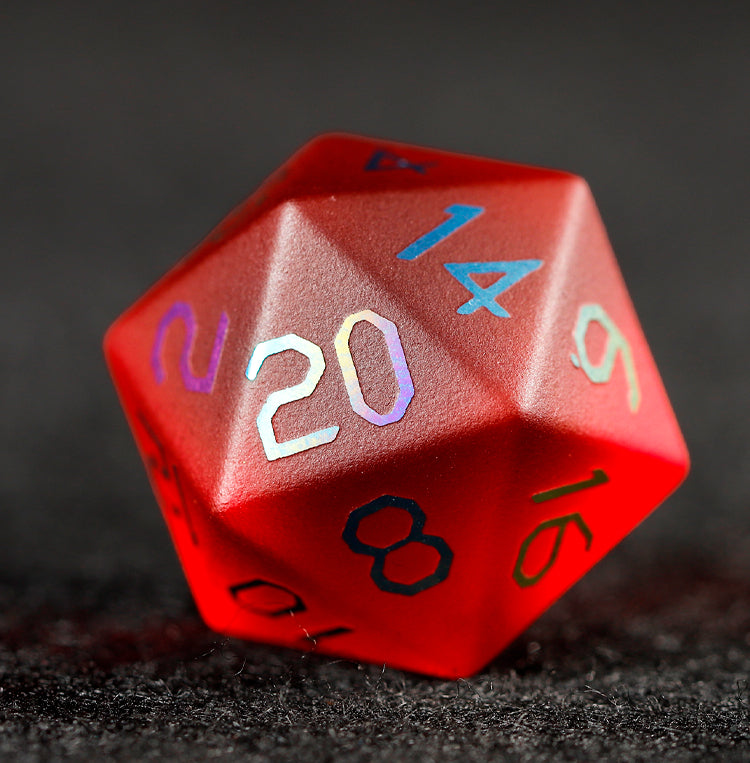 Crimson Red Plated Glass 7-Piece Polyhedral Dice Set