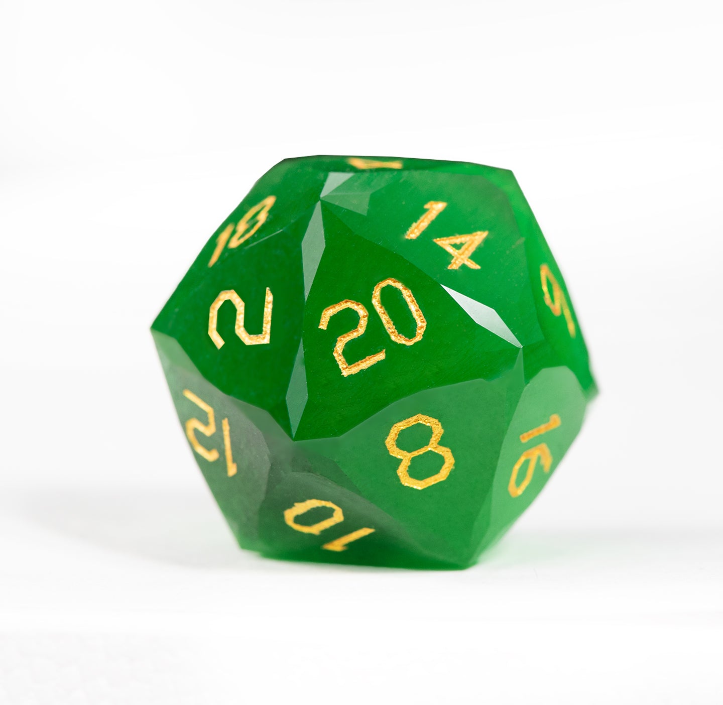 Green Cat’s Eye Crystal Diamond-Cut 7-Piece Dice Set