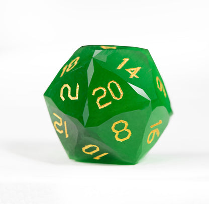 Green Cat’s Eye Crystal Diamond-Cut 7-Piece Dice Set