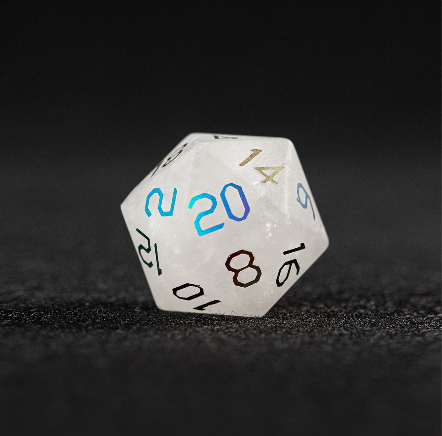 Clear Quartz Plated 7-Piece Polyhedral Dice Set