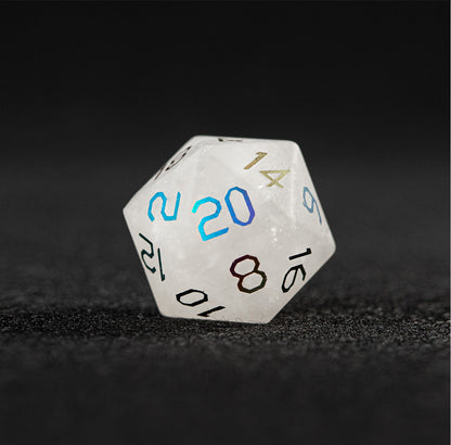 Clear Quartz Plated 7-Piece Polyhedral Dice Set