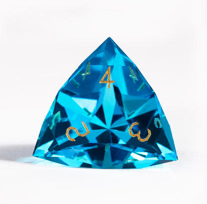 Sea Blue Crystal Diamond-Cut 7-Piece Dice Set
