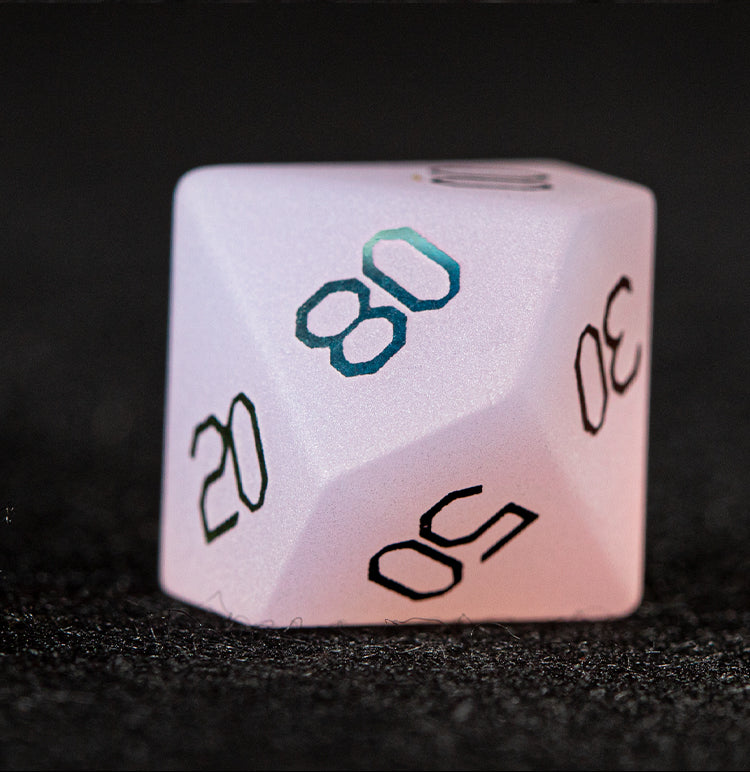 Blush Spirit White Plated 7-Piece Polyhedral Dice Set