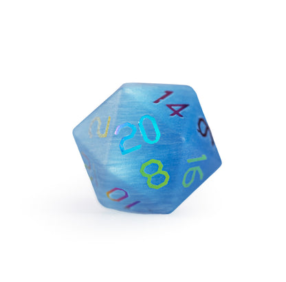 Ocean Blue Cat’s Eye Plated 7-Piece Polyhedral Dice Set