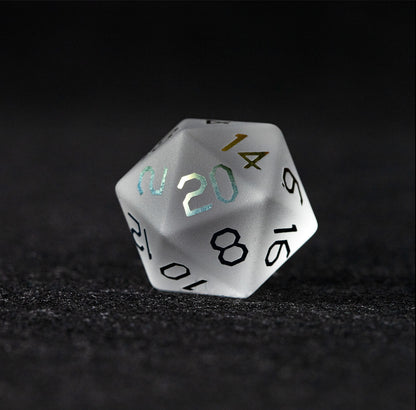 Opaline Plated Glass 7-Piece Polyhedral Dice Set