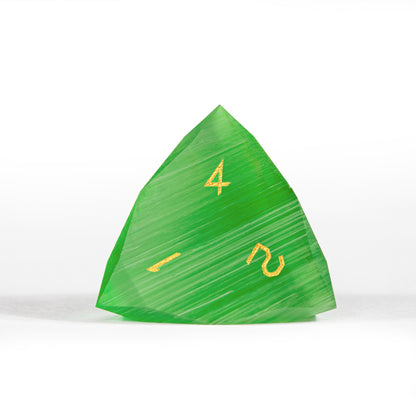 Green Cat’s Eye Crystal Diamond-Cut 7-Piece Dice Set