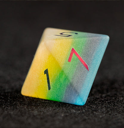 Rainbow Cat Plated 7-Piece Polyhedral Dice Set