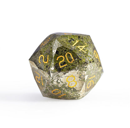 Green Goldstone Diamond-Cut 7-Piece Dice Set