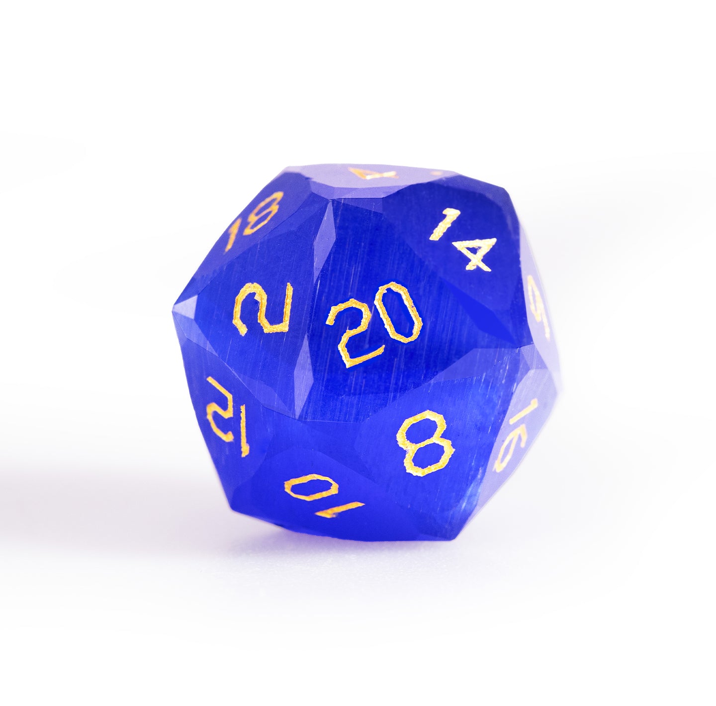 Royal Blue Cat’s Eye Crystal Diamond-Cut 7-Piece Dice Set