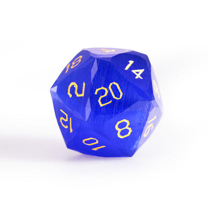 Royal Blue Cat’s Eye Crystal Diamond-Cut 7-Piece Dice Set