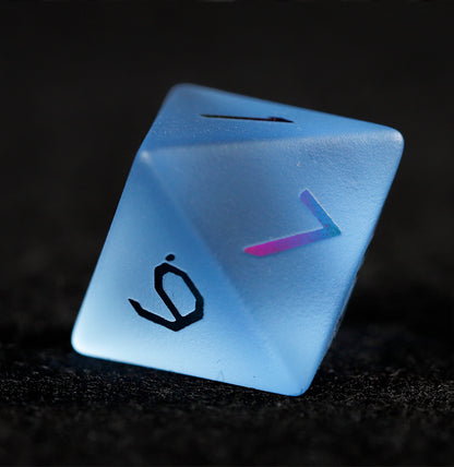 Sky Blue Glass Plated 7-Piece Polyhedral Dice Set