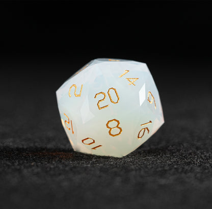 White Opalite Diamond-Cut 7-Piece Dice Set