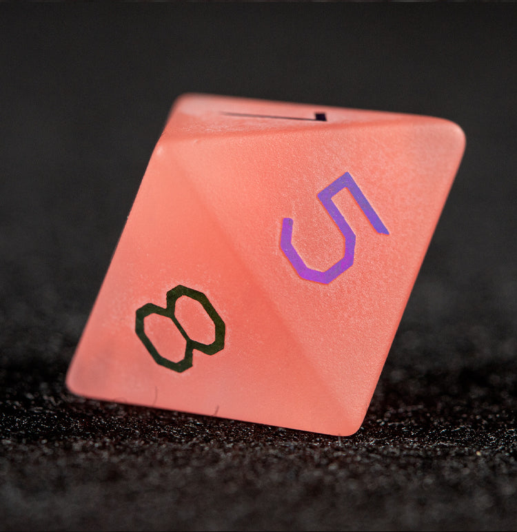 Watermelon Red Glass Plated 7-Piece Polyhedral Dice Set