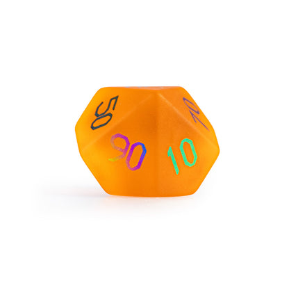 Amber Orange Plated Glass 7-Piece Polyhedral Dice Set