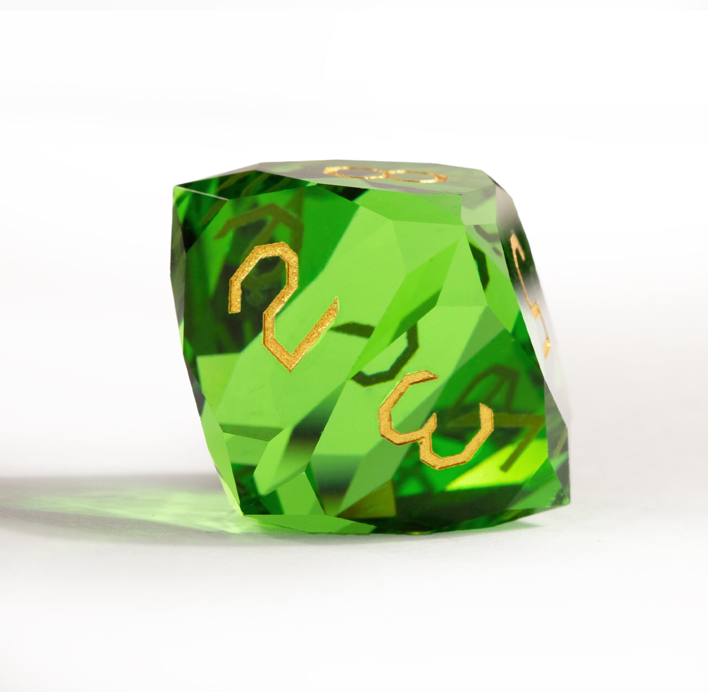 Green Crystal Diamond-Cut 7-Piece Dice Set