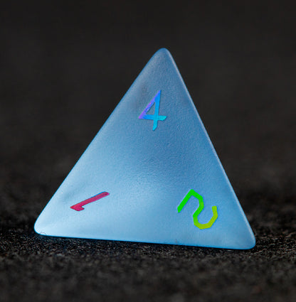 Sky Blue Glass Plated 7-Piece Polyhedral Dice Set