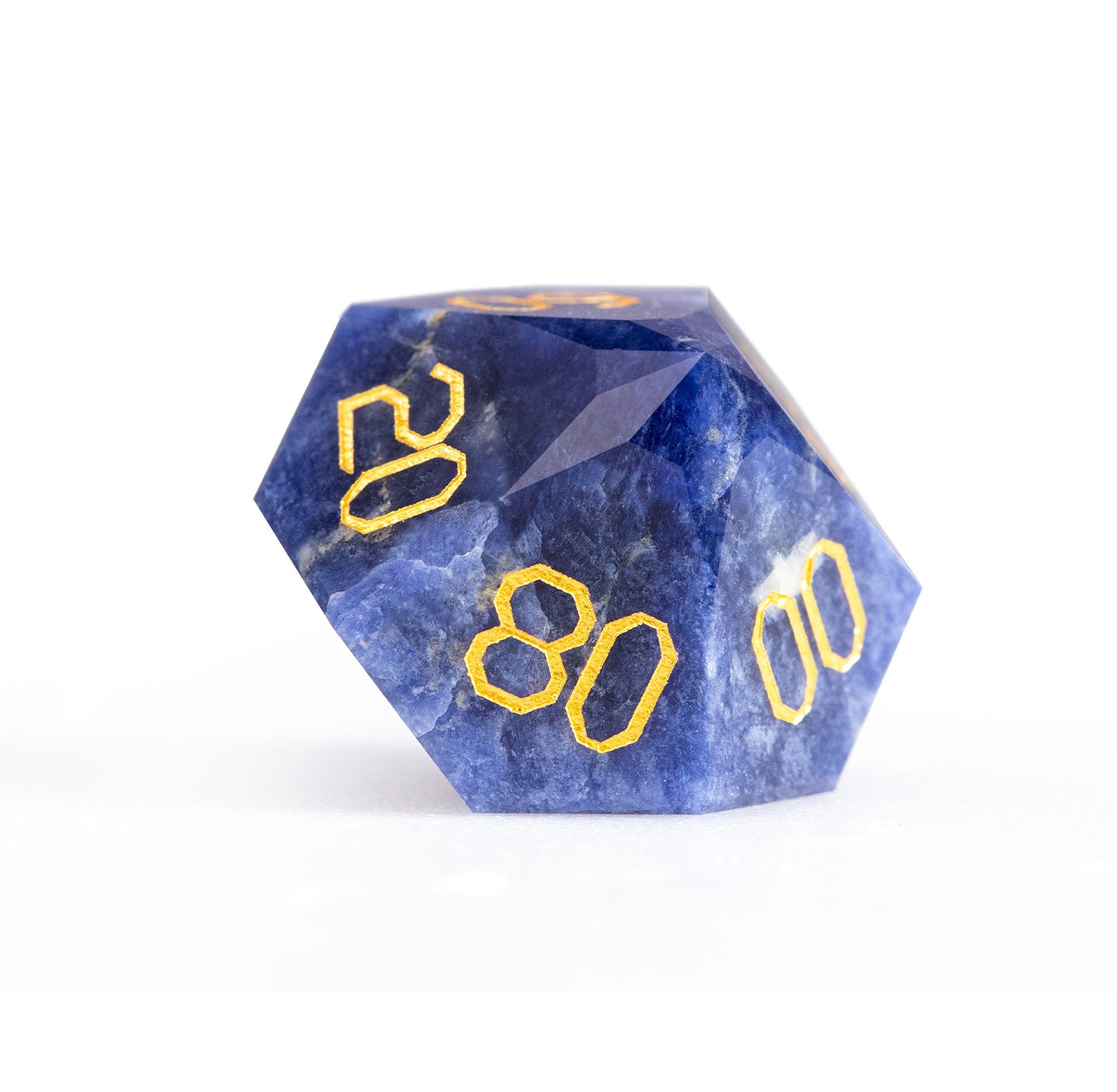 Blue Vein Stone Diamond-Cut 7-Piece Dice Set