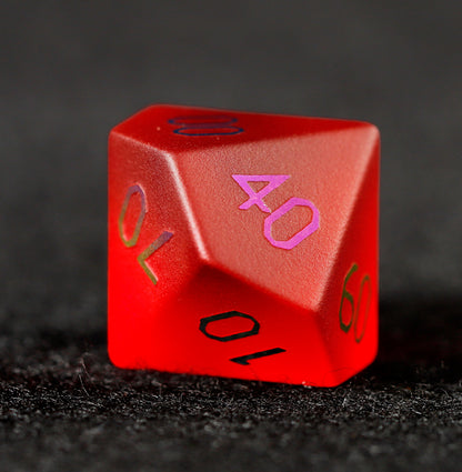 Crimson Red Plated Glass 7-Piece Polyhedral Dice Set