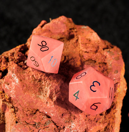 Watermelon Red Glass Plated 7-Piece Polyhedral Dice Set