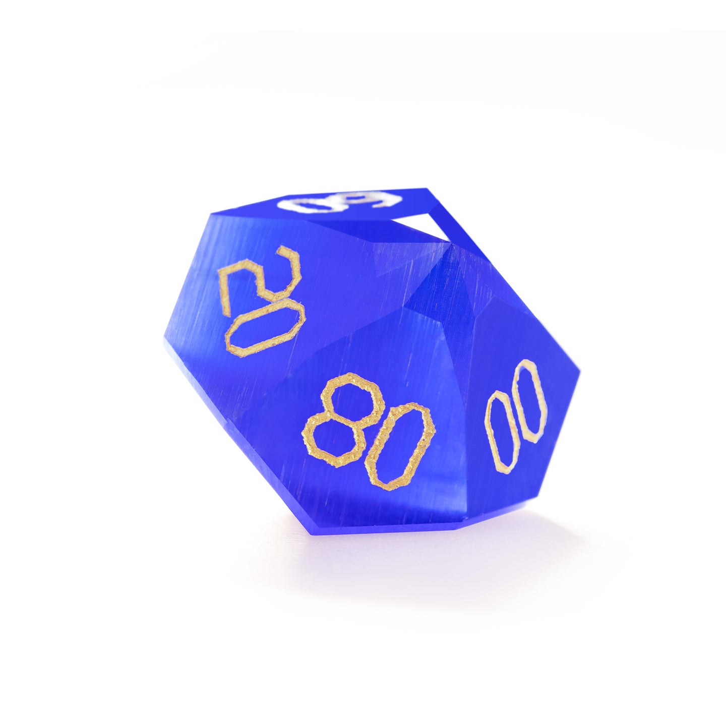 Royal Blue Cat’s Eye Crystal Diamond-Cut 7-Piece Dice Set