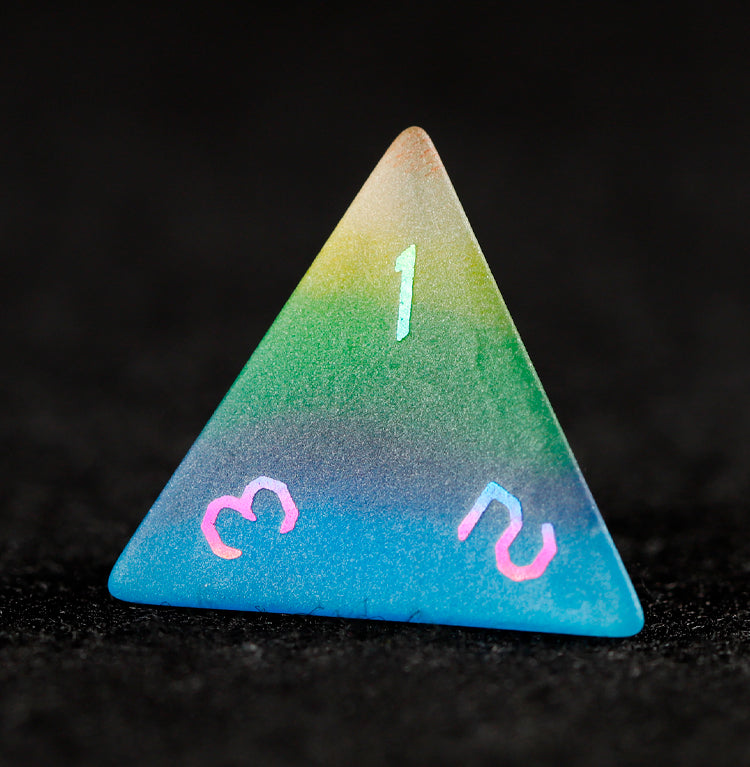 Rainbow Cat Plated 7-Piece Polyhedral Dice Set