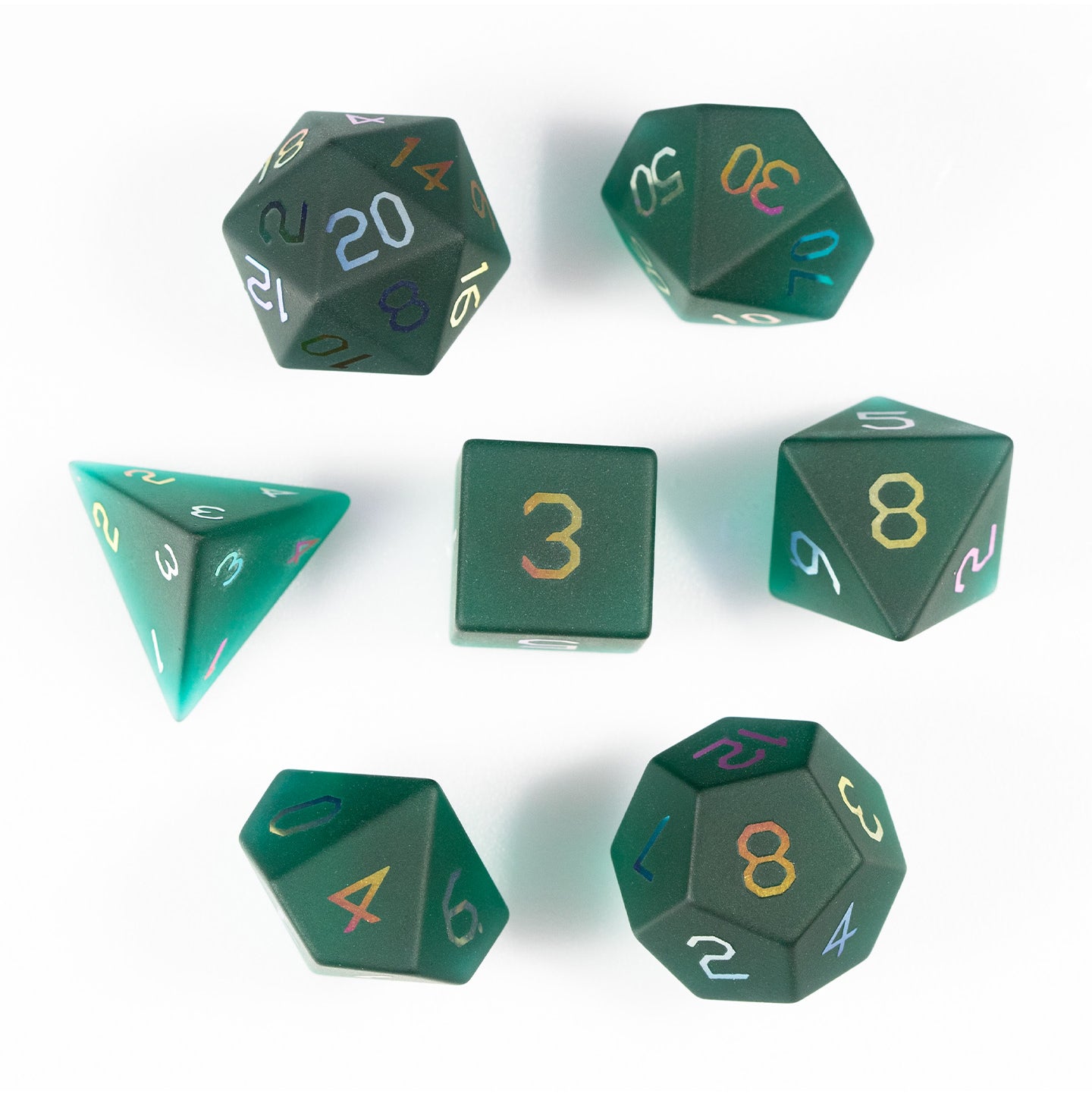Pine Green Plated 7-Piece Polyhedral Dice Set